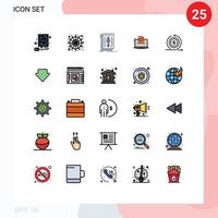 25 colores planos de línea rellena universales establecidos para aplicaciones web y móviles reanudan elementos de diseño vectorial editables del programa comercial del código del competidor vector