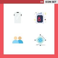 Stock Vector Icon Pack of 4 Line Signs and Symbols for phone symbol huawei day contact Editable Vector Design Elements