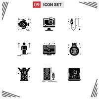 Mobile Interface Solid Glyph Set of 9 Pictograms of design success data man up Editable Vector Design Elements