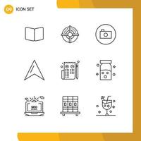 Set of 9 Vector Outlines on Grid for edit pointer point map multimedia Editable Vector Design Elements