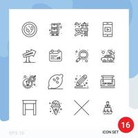 Pictogram Set of 16 Simple Outlines of sign direction slider canada cell Editable Vector Design Elements