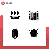 Universal Icon Symbols Group of 4 Modern Solid Glyphs of argosy touch history files shirt Editable Vector Design Elements
