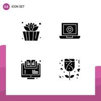 4 iconos creativos signos y símbolos modernos de cubo aprendizaje computadora amor en línea elementos de diseño vectorial editables vector