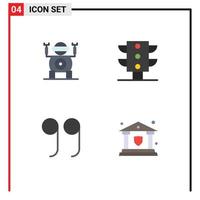 4 iconos creativos signos y símbolos modernos de luz de seguro de robot escudo cerrado elementos de diseño vectorial editables vector