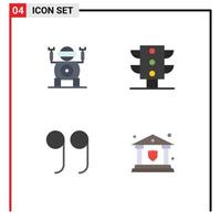 4 Creative Icons Modern Signs and Symbols of robot insurance light close shield Editable Vector Design Elements