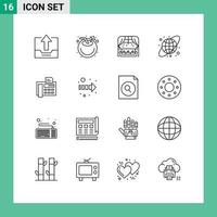 paquete de iconos de vector de stock de 16 signos y símbolos de línea para teléfono globo terráqueo jugo cuadrícula circular sofá elementos de diseño de vector editables