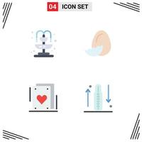 Group of 4 Flat Icons Signs and Symbols for city party egg spring drop Editable Vector Design Elements