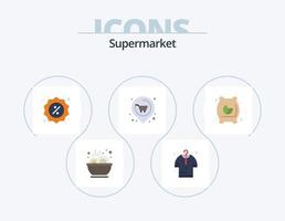 paquete de iconos planos de supermercado 5 diseño de iconos. saco de harina. harina. comercio. supermercado. próximo vector