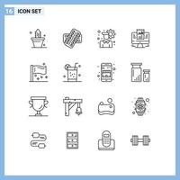 Stock Vector Icon Pack of 16 Line Signs and Symbols for congress computer patient laptop report Editable Vector Design Elements