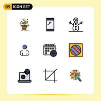 paquete de iconos de vector de stock de 9 signos y símbolos de línea para elementos de diseño de vector editables de fecha de sombra completa iphone calender man