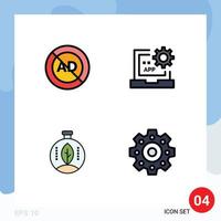 4 Filledline Flat Color concept for Websites Mobile and Apps ad programming advertising coding innovation Editable Vector Design Elements
