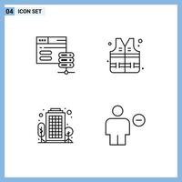 Line Pack of 4 Universal Symbols of database house web park avatar Editable Vector Design Elements