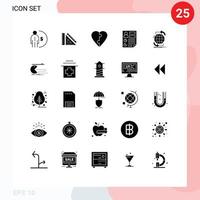 25 concepto de glifo sólido para sitios web móviles y páginas de aplicaciones análisis de reparación de datos amor elementos de diseño vectorial editables vector