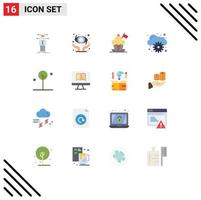 Mobile Interface Flat Color Set of 16 Pictograms of leaf management chef computing flag Editable Pack of Creative Vector Design Elements