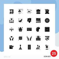 Modern Set of 25 Solid Glyphs Pictograph of location food ladder fast food water Editable Vector Design Elements