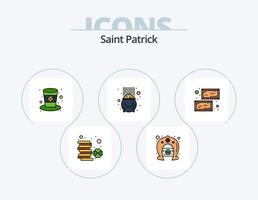 Saint Patrick Line Filled Icon Pack 5 Icon Design. gold. festival. cross. day. candy vector