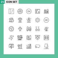 Modern Set of 25 Lines and symbols such as house laptop multimedia draw up Editable Vector Design Elements