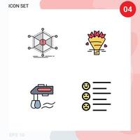 Set of 4 Vector Filledline Flat Colors on Grid for data mixer information bouquet manual Editable Vector Design Elements