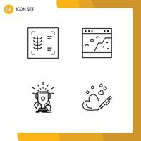 Set of 4 Modern UI Icons Symbols Signs for chest game browser photo trophies Editable Vector Design Elements