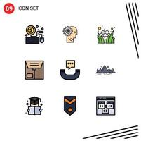 9 iconos creativos signos y símbolos modernos de mensaje e comercio personal vacaciones elementos de diseño vectorial editables vector