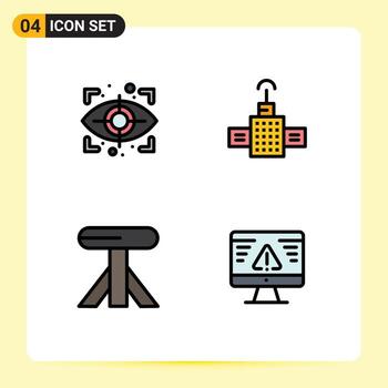 4 concepto de color plano de línea de relleno para sitios web móviles y aplicaciones error de comedor gps elementos de diseño vectorial editables vector