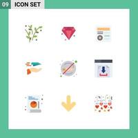 conjunto de 9 iconos de interfaz de usuario modernos símbolos signos para fumar asistencia sanitaria interfaz de usuario recibir elementos de diseño vectorial editables de avión de papel vector