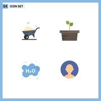 Group of 4 Modern Flat Icons Set for one wheel school nature cloud avatar Editable Vector Design Elements