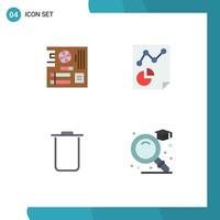 Set of 4 Modern UI Icons Symbols Signs for board instagram mainboard page trash Editable Vector Design Elements