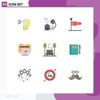 Modern Set of 9 Flat Colors and symbols such as chair new air process wind Editable Vector Design Elements