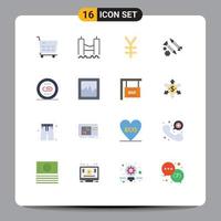 Group of 16 Flat Colors Signs and Symbols for linking work currency tool building Editable Pack of Creative Vector Design Elements