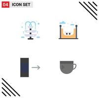 Stock Vector Icon Pack of 4 Line Signs and Symbols for fountain cup city column coffee Editable Vector Design Elements
