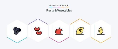 Fruits and Vegetables 25 FilledLine icon pack including . citrus. fruit. healthy. fruit vector