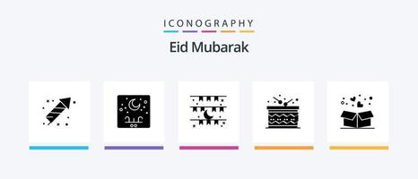Eid Mubarak Glyph 5 Icon Pack Including announcement. celebration. arabic. eid. celebration. Creative Icons Design vector