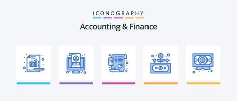 Accounting And Finance Blue 5 Icon Pack Including business. finance. profile. development. planning. Creative Icons Design vector