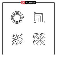 Modern Set of 4 Filledline Flat Colors and symbols such as shape arrows system cogwheel maximize Editable Vector Design Elements