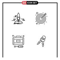 Set of 4 Modern UI Icons Symbols Signs for launch recuperation shuttle goal service Editable Vector Design Elements