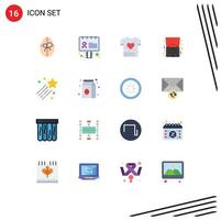 Modern Set of 16 Flat Colors Pictograph of space asteroid shrit offer laptop Editable Pack of Creative Vector Design Elements