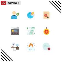 9 User Interface Flat Color Pack of modern Signs and Symbols of usability prototype clipboard lo staff Editable Vector Design Elements