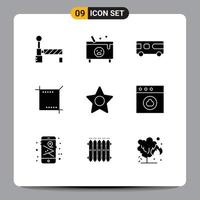 Universal Icon Symbols Group of 9 Modern Solid Glyphs of media web bus phone crop Editable Vector Design Elements