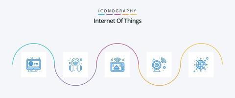 Internet Of Things Blue 5 Icon Pack Including network. internet. smart. global. security vector