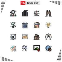 conjunto de 16 iconos modernos de la interfaz de usuario signos de símbolos para la construcción del castillo de la fortaleza de la justicia medieval creativa elementos de diseño de vectores creativos editables