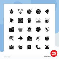 Stock Vector Icon Pack of 25 Line Signs and Symbols for bell photo label focus aperture Editable Vector Design Elements