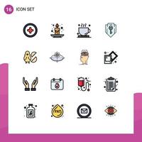 Set of 16 Modern UI Icons Symbols Signs for chicken shield drink security key Editable Creative Vector Design Elements