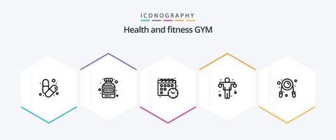 Gym 25 Line icon pack including grippers. exercise. calender. sport. exercise vector