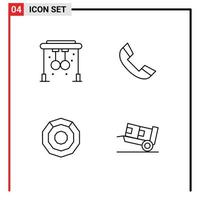 Modern Set of 4 Filledline Flat Colors and symbols such as rings coin training ring crypto currency Editable Vector Design Elements