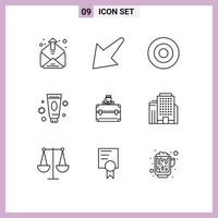 Modern Set of 9 Outlines and symbols such as briefcase woman sign spa care Editable Vector Design Elements