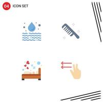 4 iconos creativos signos y símbolos modernos de agua corazón desperdicio cosmético amor elementos de diseño vectorial editables vector