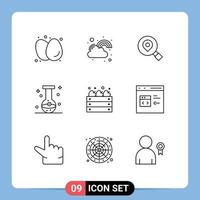 Modern Set of 9 Outlines Pictograph of eye beaker luck ball map Editable Vector Design Elements