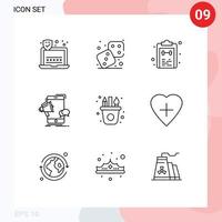 Pack of 9 Modern Outlines Signs and Symbols for Web Print Media such as art megaphone list mobile bullhorn Editable Vector Design Elements