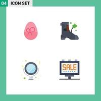 Pack of 4 creative Flat Icons of egg mirror nature ireland billboard Editable Vector Design Elements